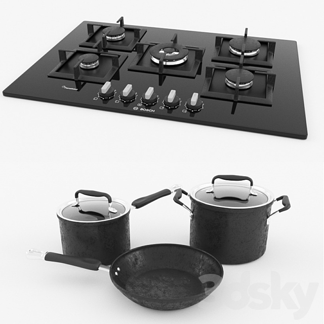 Cooktop BOSCH PPQ 7 3ds Max - thumbnail 1