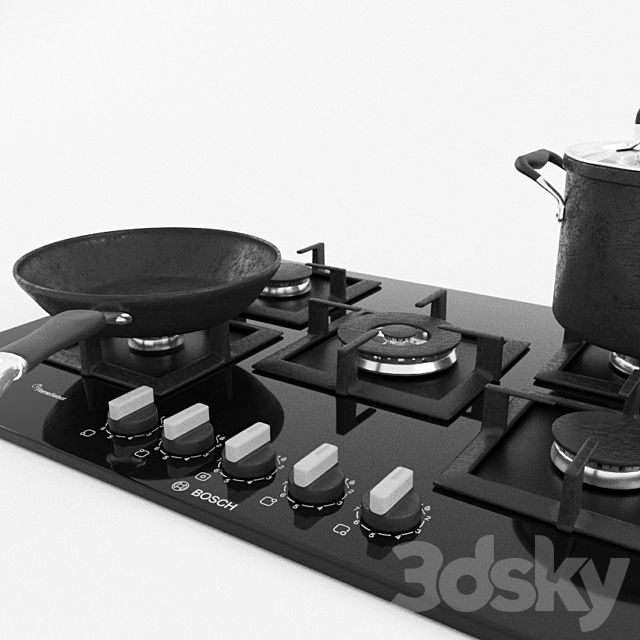 Cooktop BOSCH PPQ 7 3ds Max - thumbnail 2