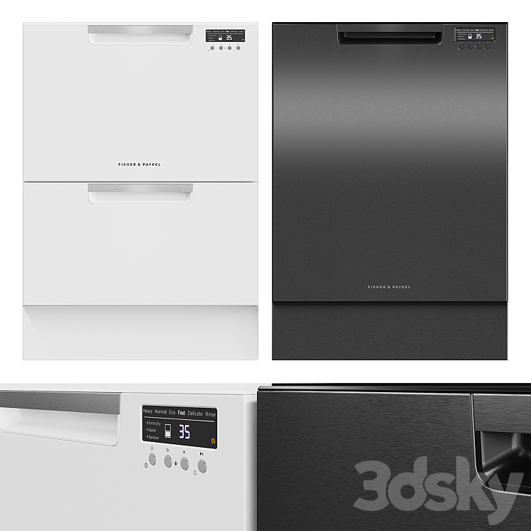 Dishwasher Fisher & Paykel DD60DAW9 DW60FC2W1 DW60UC6B 3DS Max - thumbnail 1