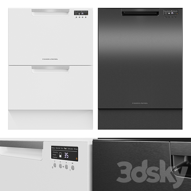 Dishwasher Fisher & Paykel DD60DAW9. DW60FC2W1. DW60UC6B 3DSMax File - thumbnail 1