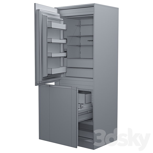 Fisher & Paykel Integrated Refrigerator Freezer 3DSMax File - thumbnail 4