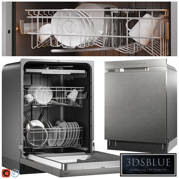 Front Control Dishwasher 001 3DS Max - thumbnail 3