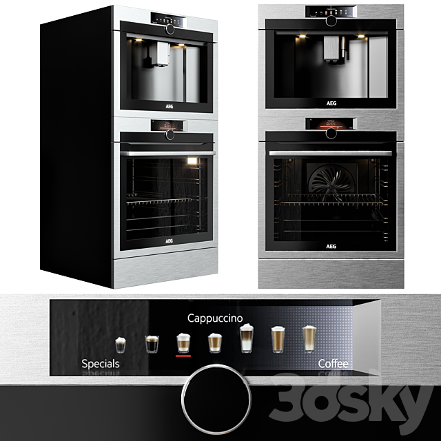 GAGGENAU AEG and NEFF double oven and coffeemaker collection 3DS Max Model - thumbnail 4