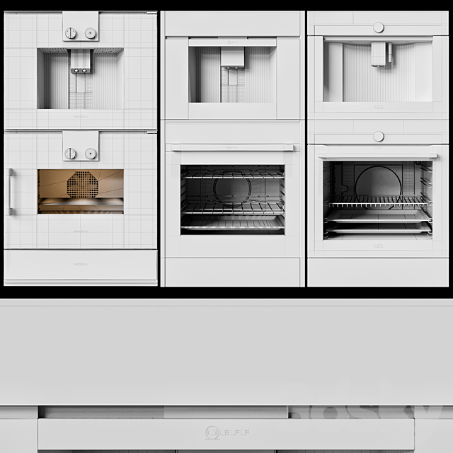 GAGGENAU AEG and NEFF double oven and coffeemaker collection 3DS Max Model - thumbnail 5