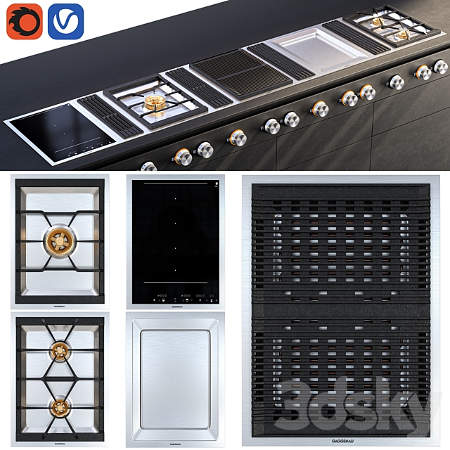 gaggenau cook top 3DS Max Model - thumbnail 7