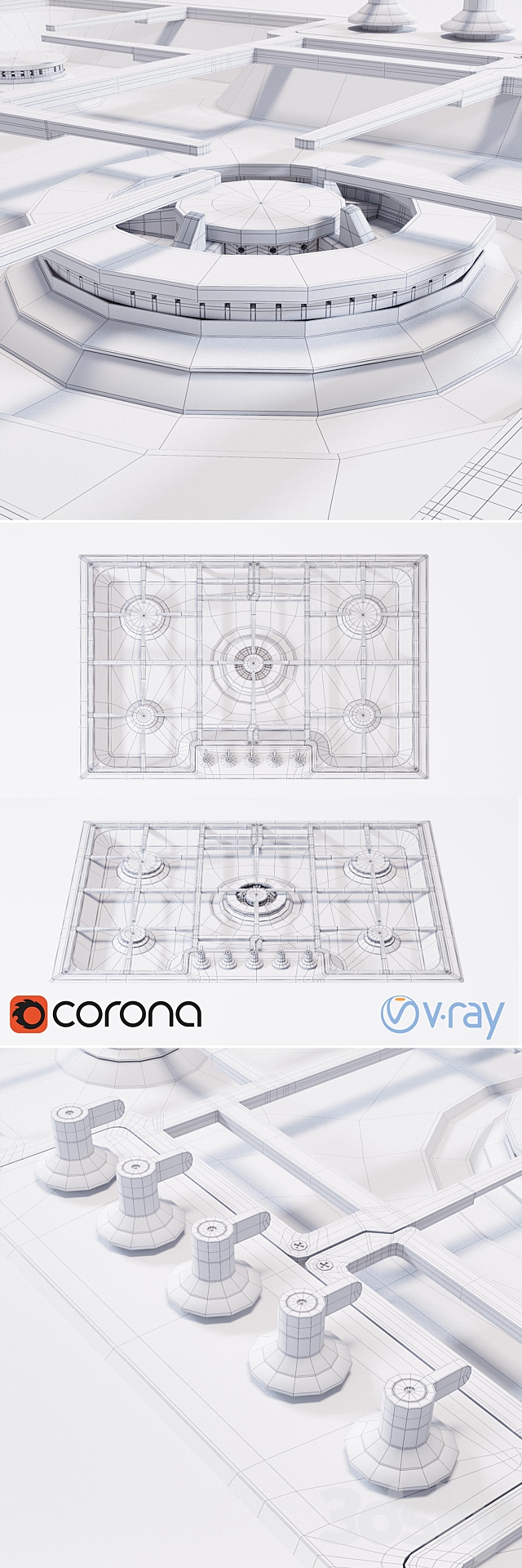 Gas hob Smeg. PGF75-4 3DSMax File - thumbnail 2