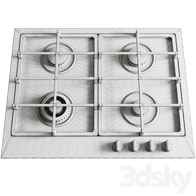 Gas plate for Kitchen 3ds Max - thumbnail 3