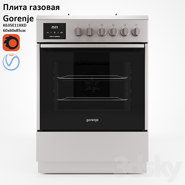 Gas stove Gorenje K635E11XKD 3ds Max - thumbnail 1