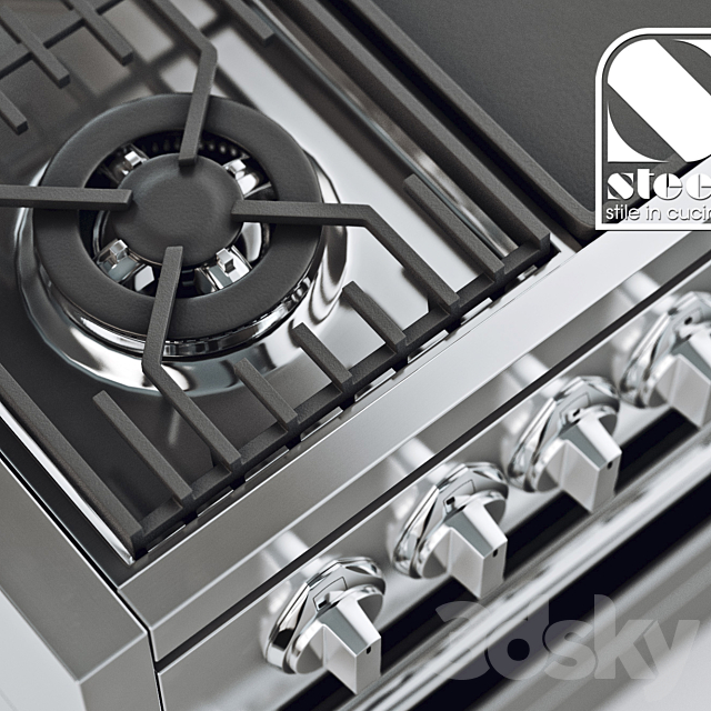 Gas stove Steel Cuisine Genesi G12FF-6M 3ds Max - thumbnail 2