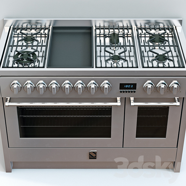 Gas stove Steel Cuisine Genesi G12FF-6M 3ds Max - thumbnail 3