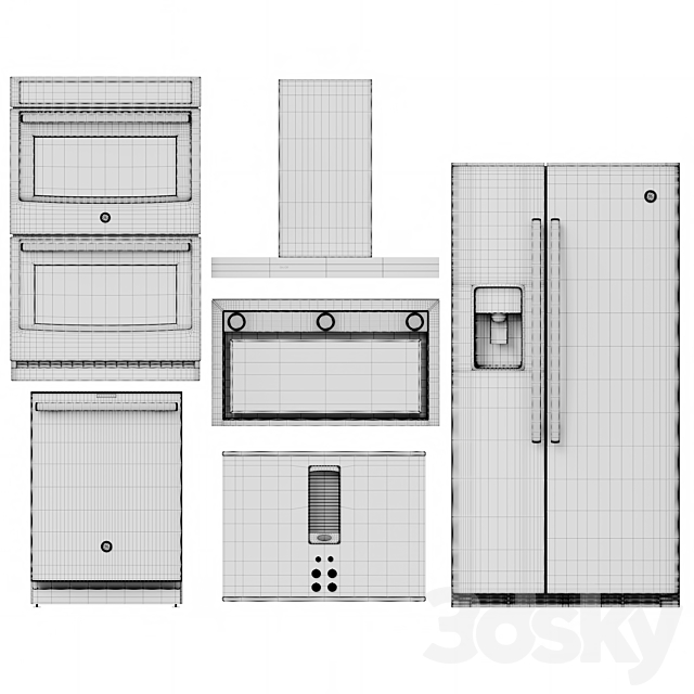 GE Profile 5 Piece Kitchen Appliance 3DSMax File - thumbnail 5