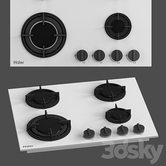 Haier kitchen set white 3DS Max Model - thumbnail 4