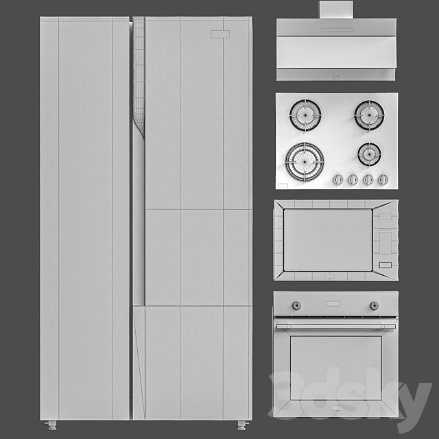 Haier kitchen set white 3DS Max Model - thumbnail 7