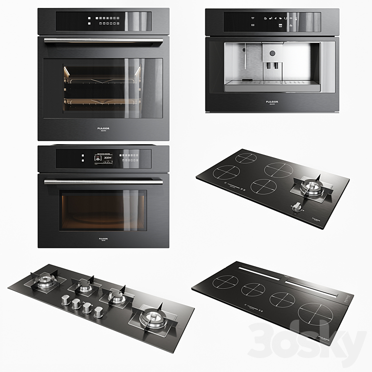 kitchen appliance set Fulgor Milano 3DS Max Model - thumbnail 3