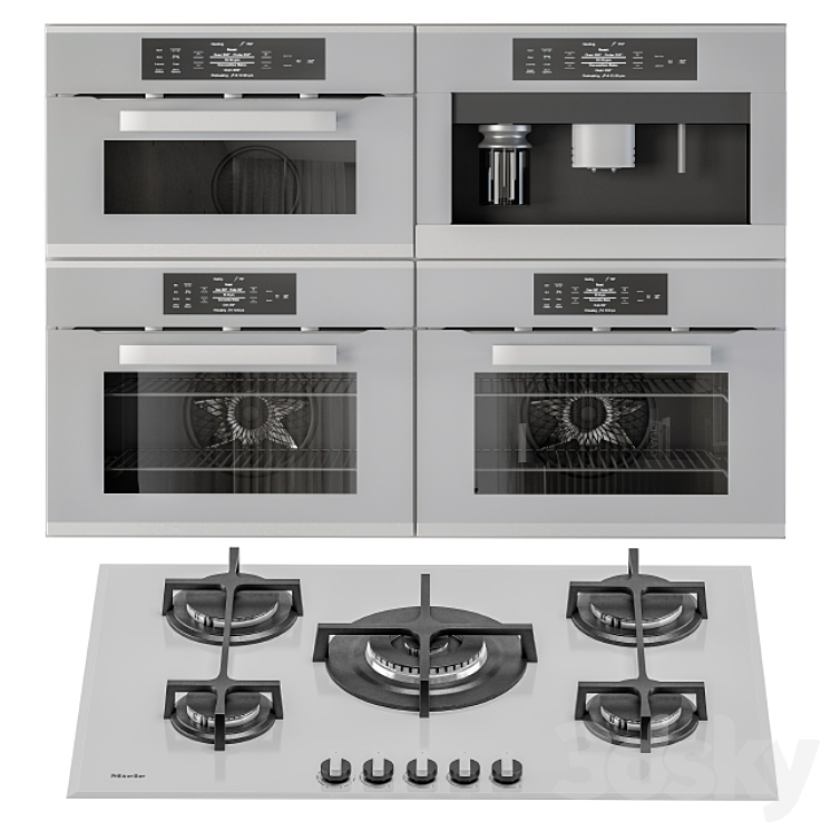 Kitchen appliance Set Gray White 3DS Max - thumbnail 2