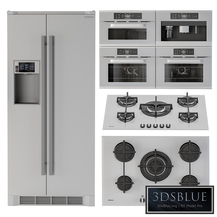 Kitchen appliance Set Gray White 3DS Max - thumbnail 3