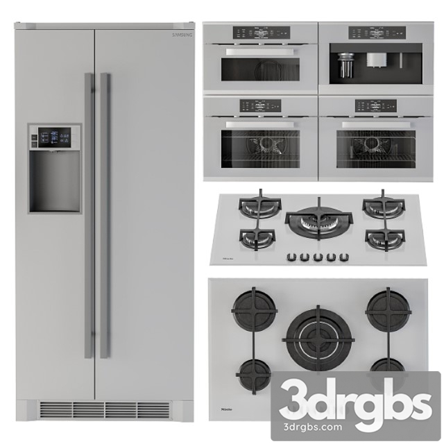 Kitchen Appliance Set Gray White 3dsmax Download - thumbnail 1