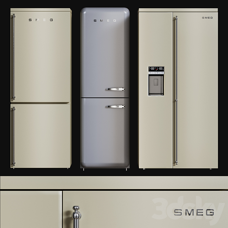 Kitchen Appliances Fridges Set 2 3DS Max - thumbnail 1