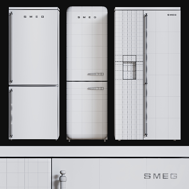 Kitchen Appliances Fridges Set 2 3DSMax File - thumbnail 3