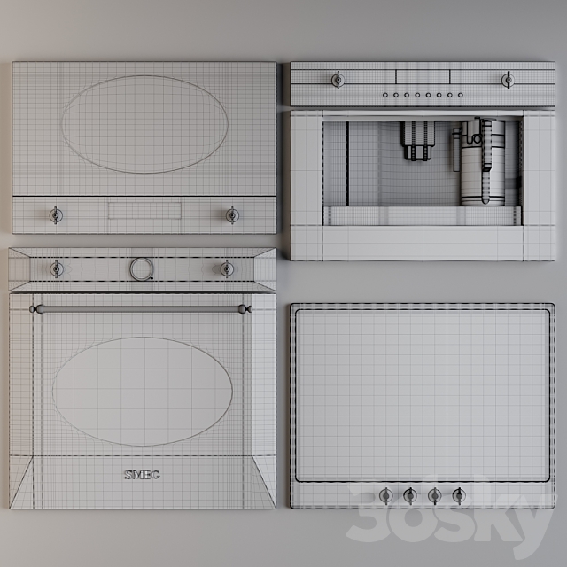 Kitchen Appliances Smeg Colonial 3DS Max Model - thumbnail 3