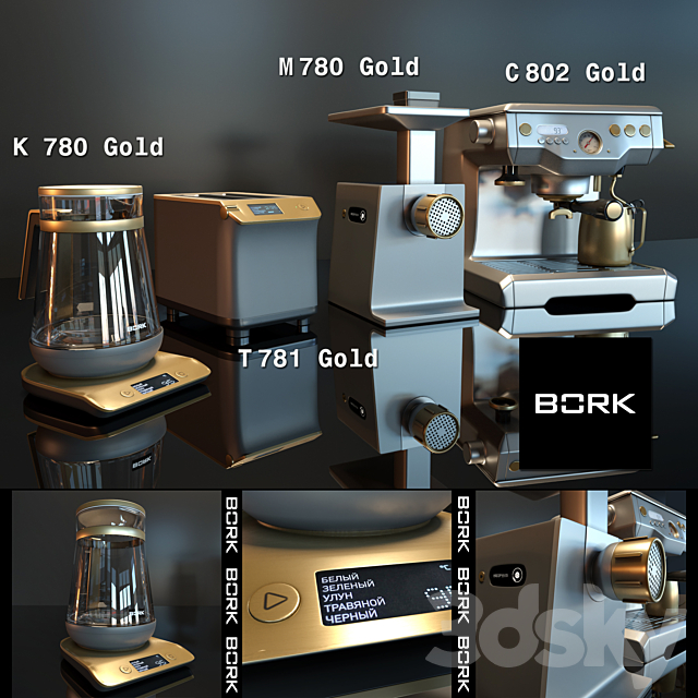 Kitchen set BORK gold 3DSMax File - thumbnail 1