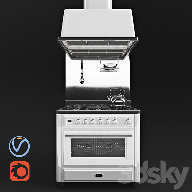 Kitchen unit Ilve Majestic MT-90 3DSMax File - thumbnail 1