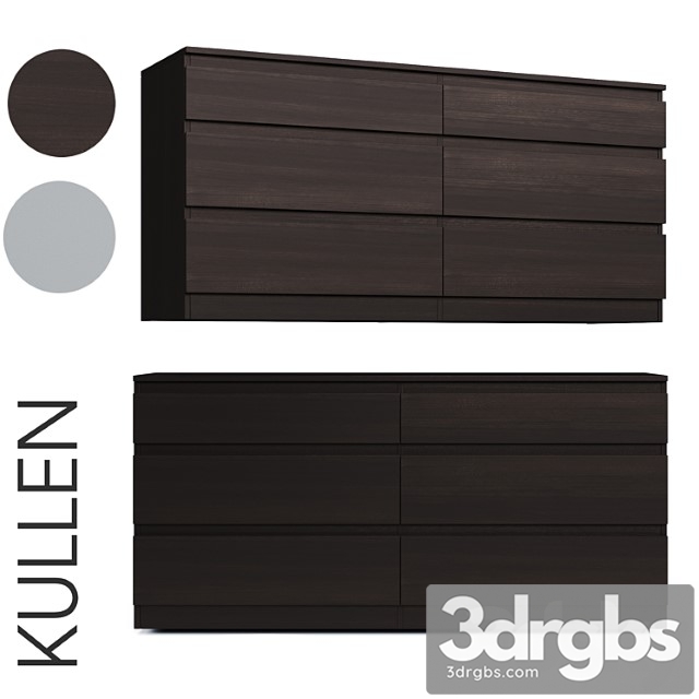 Kullen Chest Of 6 Drawers White Brown 3dsmax Download - thumbnail 1