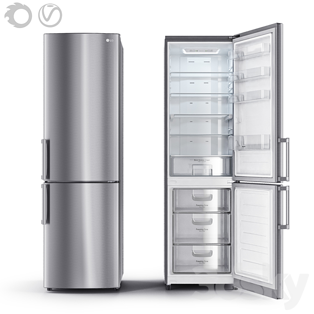 LG GA-B489 fridge 3ds Max - thumbnail 1