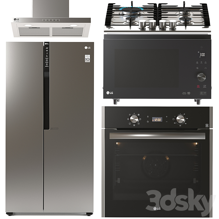 LG Kitchen Appliance Set 2 3DS Max Model - thumbnail 1