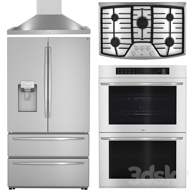 LG kitchen appliances set 3DS Max Model - thumbnail 1