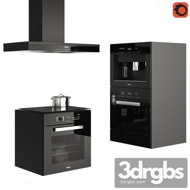 Miele Black Kitchen Appliance Set 3dsmax Download - thumbnail 1