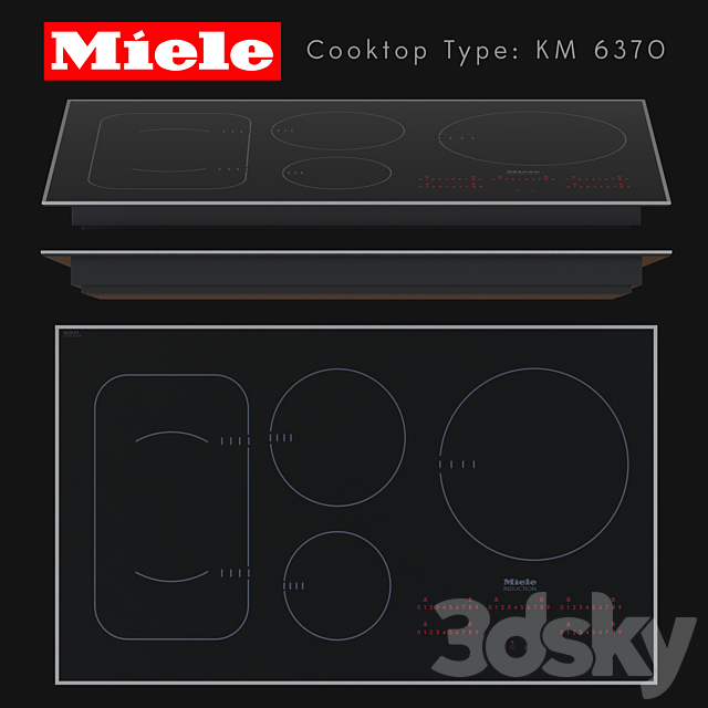 Miele Cooktop KM 6370 3ds Max - thumbnail 2