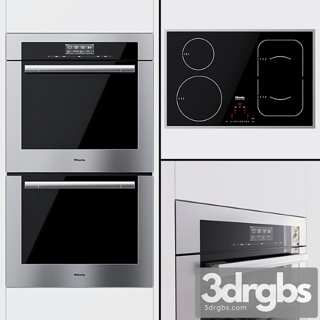 Miele – dual universal oven h 6780 bp2 and cooking surface km 6347 2 3dsmax Download - thumbnail 1