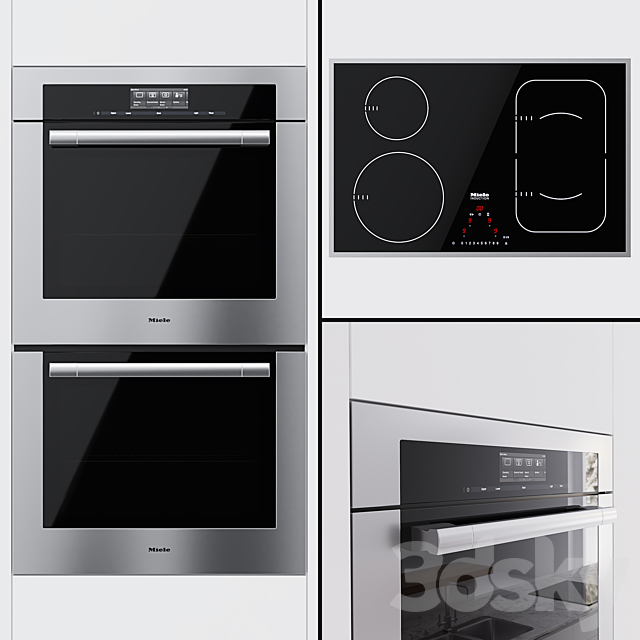 Miele – dual universal oven H 6780 BP2 and cooking surface KM 6347 3ds Max - thumbnail 1