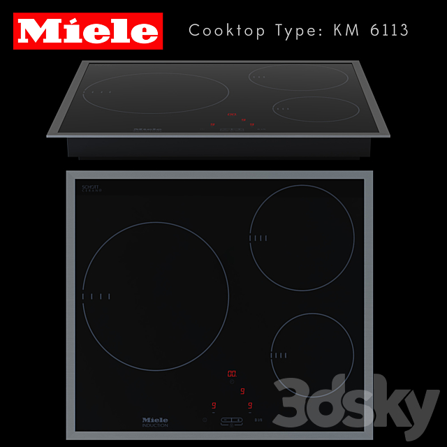 Miele Induction cooktop KM 6113 3ds Max - thumbnail 2