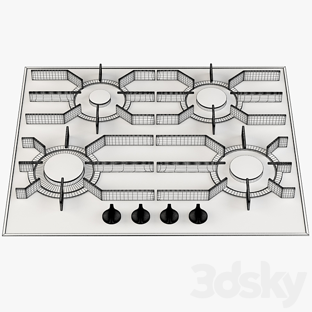 Miele KM 3010 LP Gas Cooktop 3ds Max - thumbnail 3