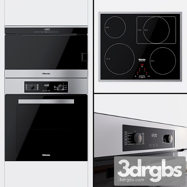 Miele – oven h 2265 b active double boiler dg 6030 and cooking surface km 6117 2 3dsmax Download - thumbnail 1