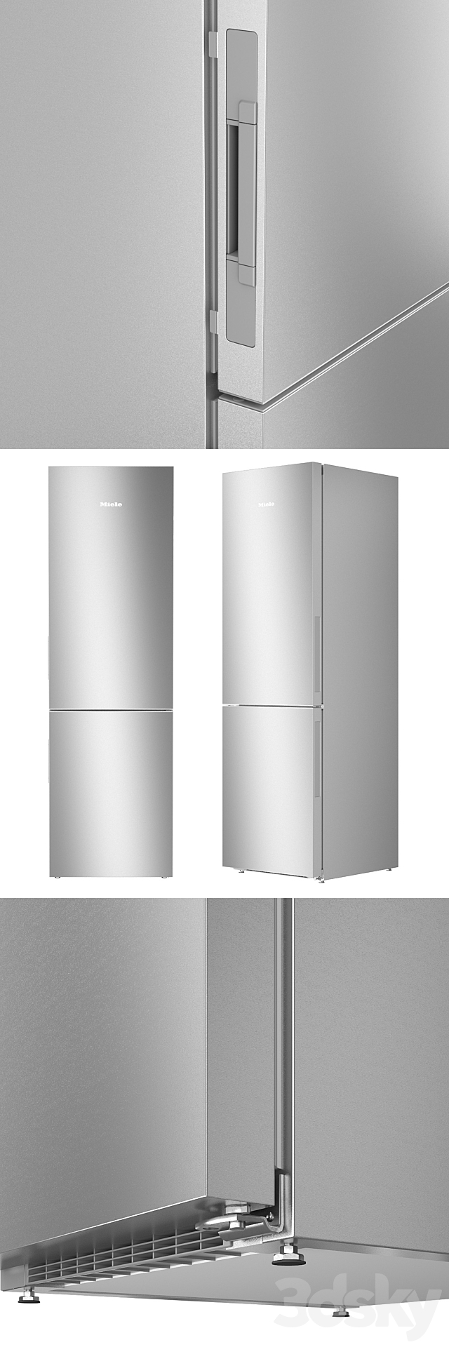 MIELE Two-compartment refrigerator KFN29683D in three colors 3DS Max Model - thumbnail 2