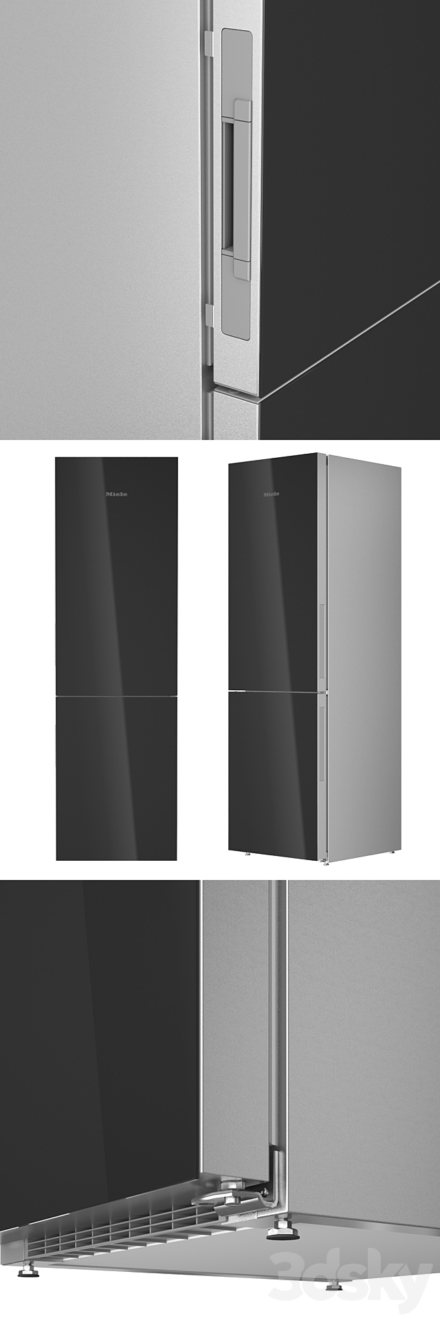 MIELE Two-compartment refrigerator KFN29683D in three colors 3DS Max Model - thumbnail 3