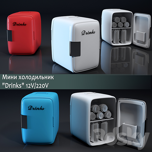 Mini Refrigerator “Drinks” 3DS Max Model - thumbnail 1