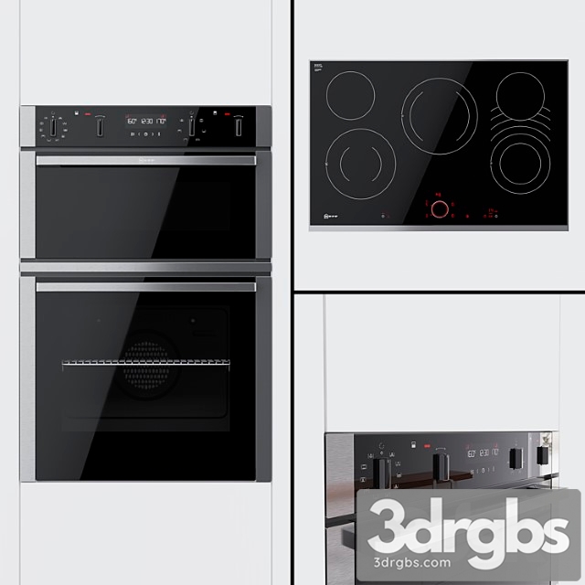 Neff – u2acm7hn0b dual oven and t18ts28n0 hob 2 3dsmax Download - thumbnail 1