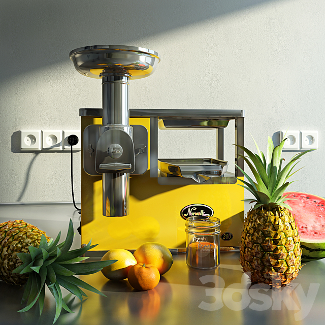 Norwalk juicer and fruit 3ds Max - thumbnail 1