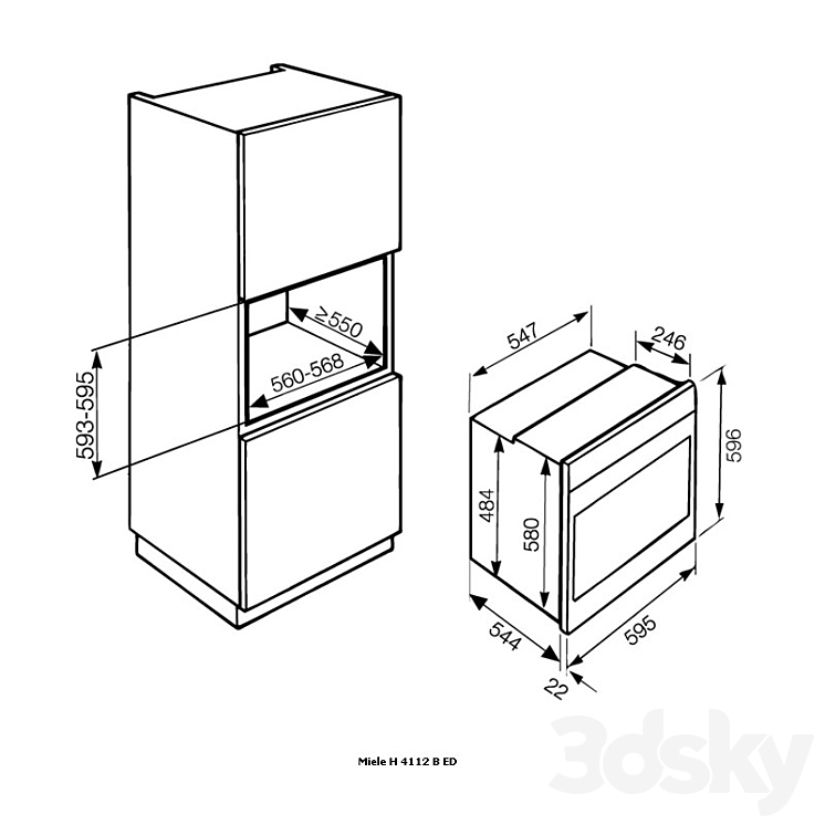 Oven Miele H 4112 B ED 3DS Max - thumbnail 2