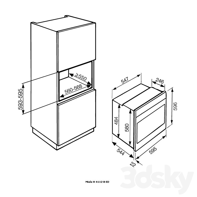 Oven Miele H 4112 B ED 3DSMax File - thumbnail 2