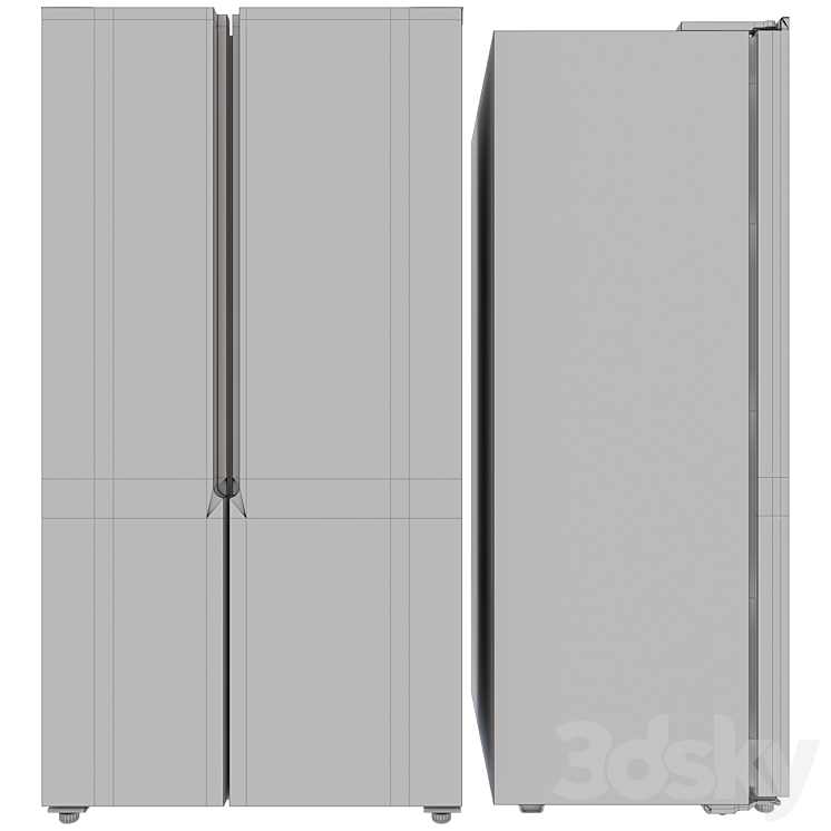 Refrigerator multi-door Side by Side DEXP SBS455AHA 3DS Max Model - thumbnail 2
