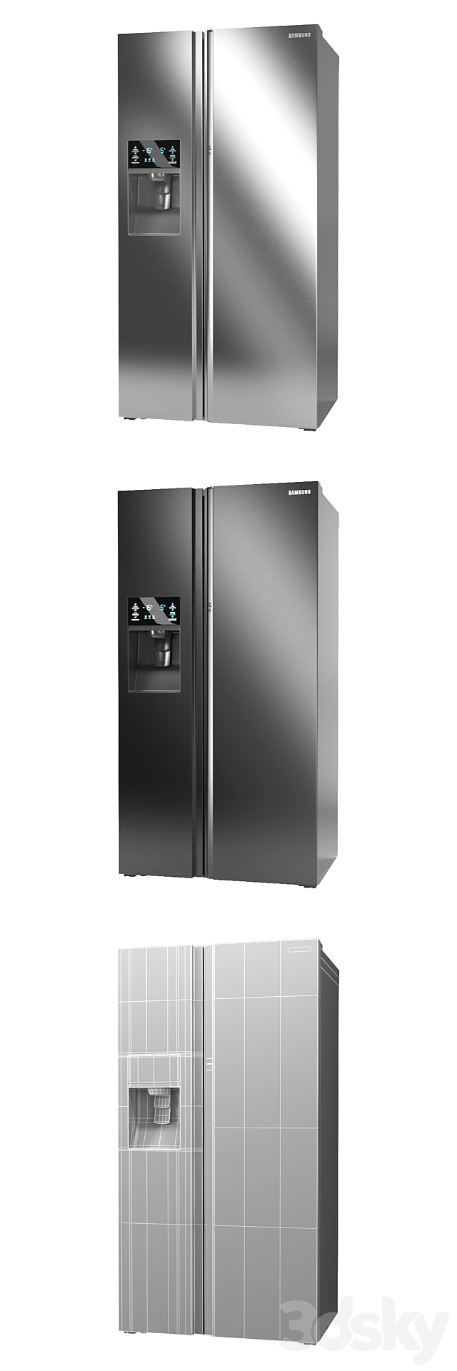 Refrigerator Samsung Side-By-Side RH22H9010SR 3DSMax File - thumbnail 2