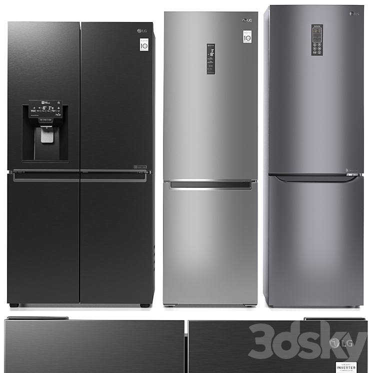 Refrigerator set LG 4 3DS Max - thumbnail 1