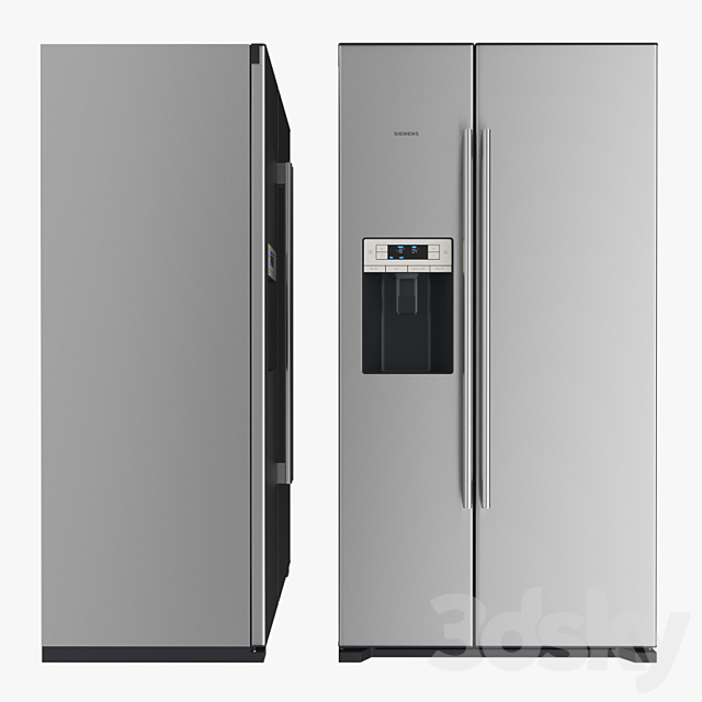 Refrigerator Siemens coolDuo iQ 500 series side-by-side 3DS Max Model - thumbnail 2