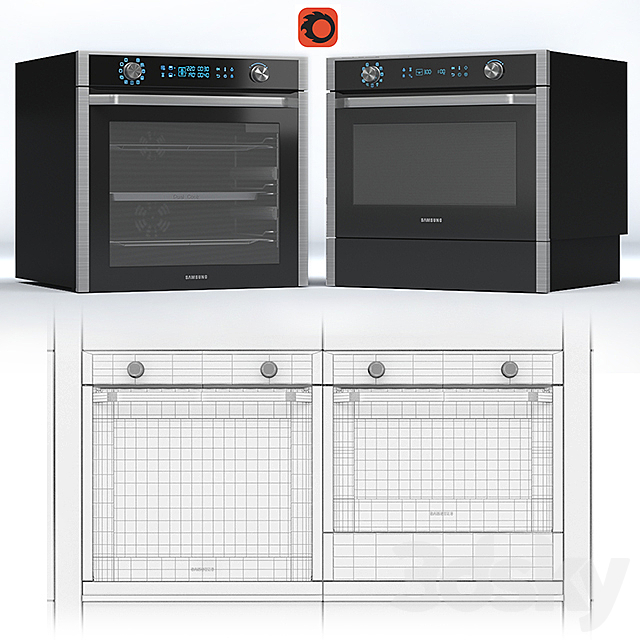 Samsung – electric oven and compact oven NV9900J NQ50J5530BS 3DS Max Model - thumbnail 3