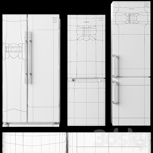 Samsung refrigerator set 3DS Max Model - thumbnail 3